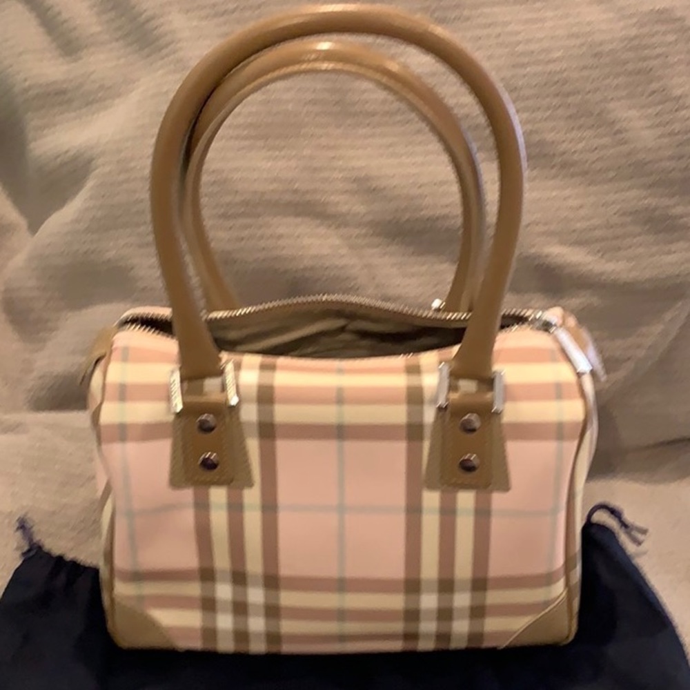 Burberry Pink and Tan Plaid Satchel